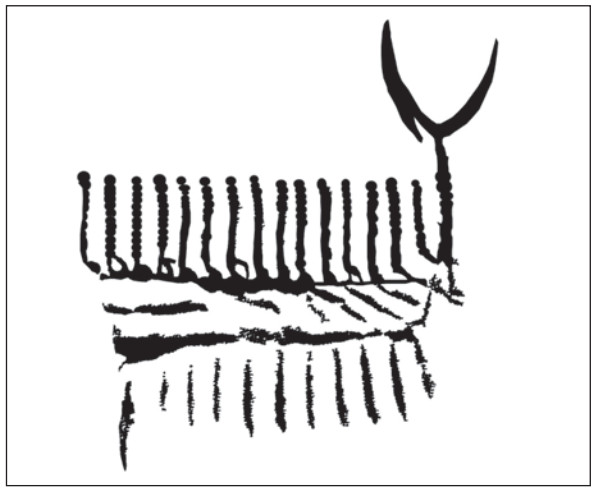 Dibujo del barco representado en el fragmento campaniforme de Los Millares - Jose Luis Escacena