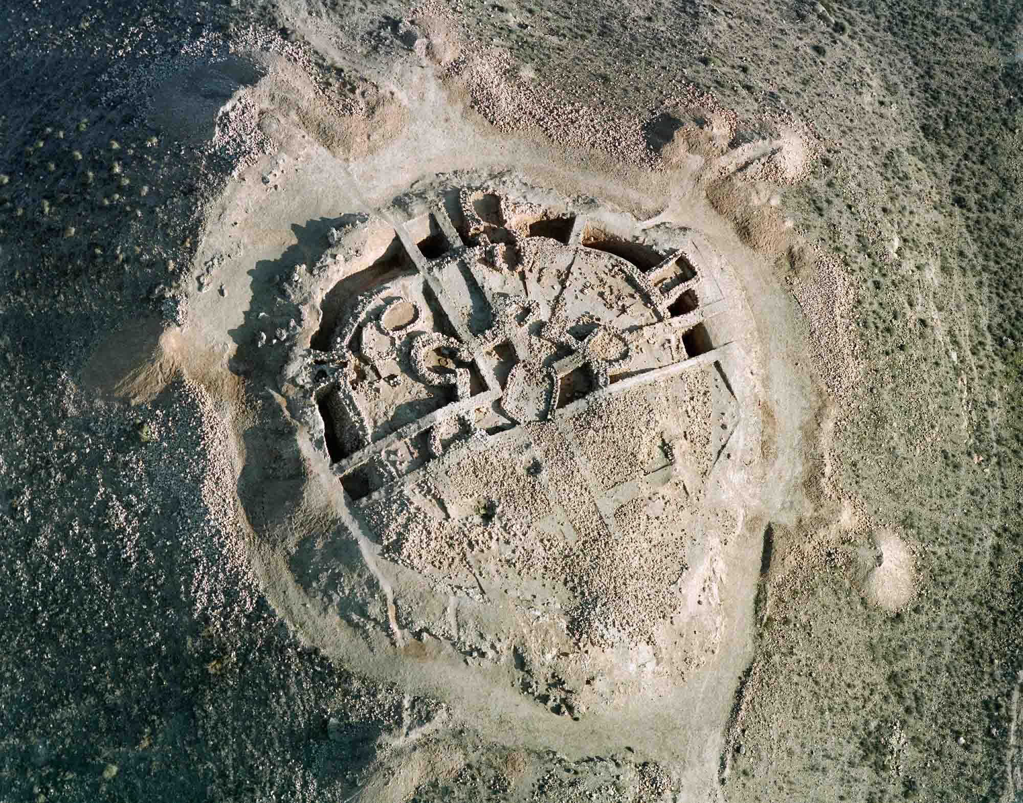 Vista aerea del Fortín 1 de Los Millares - Fuente: Departamento de prehistoria de la Universidad de Granada
