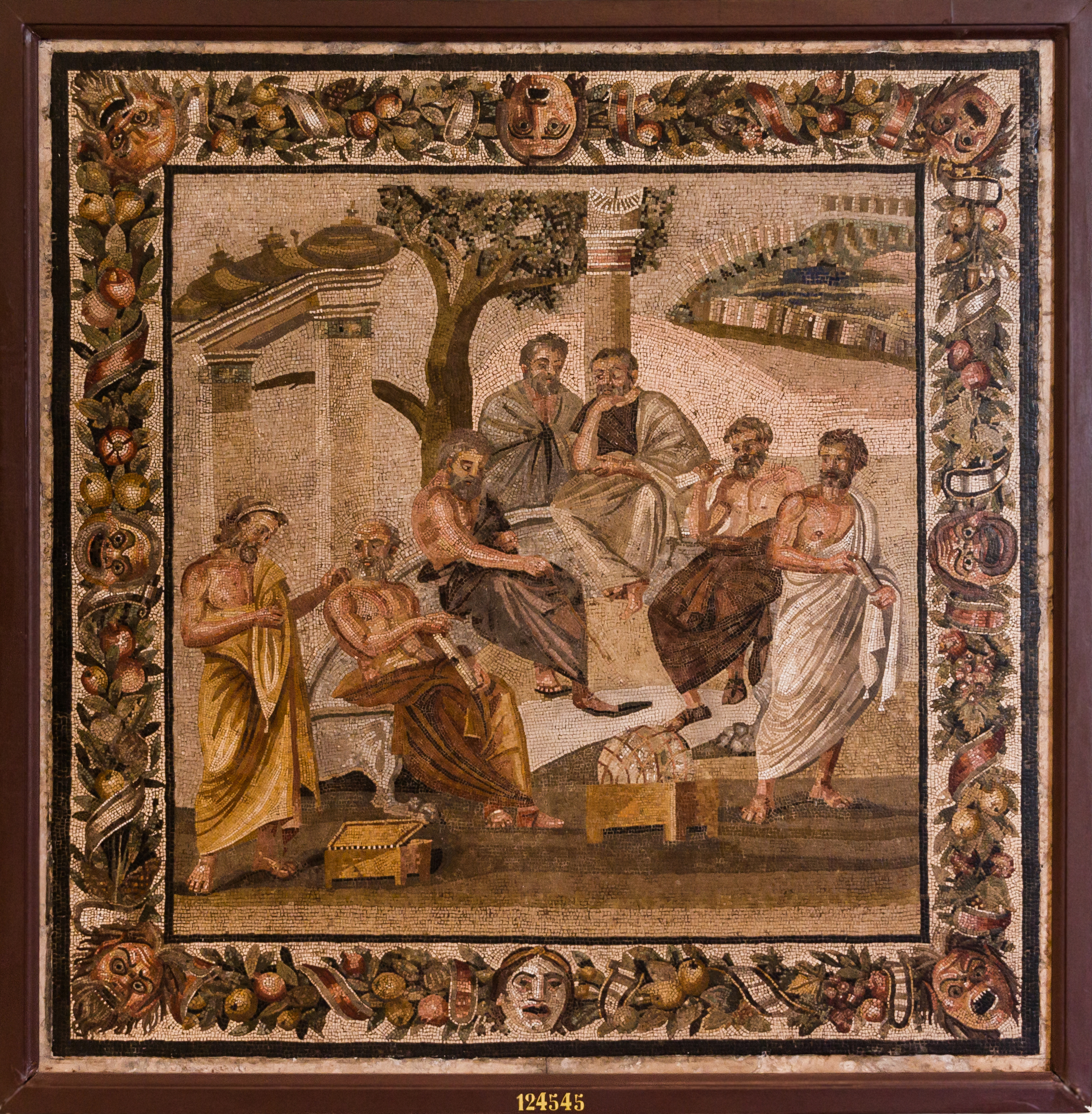 Mosaico del siglo I hallado en Pompeya que representa a la Academia de Platón - Museo Arqueológico Nacional de Nápoles