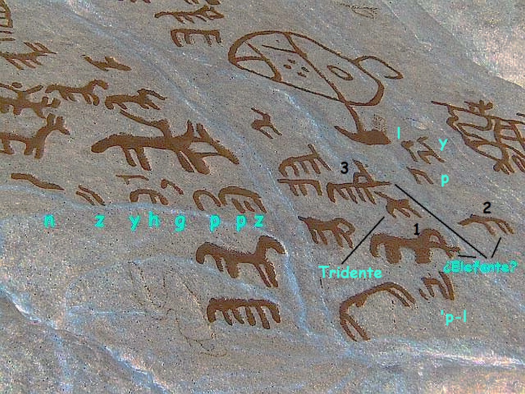 Signos lineales ELTAR en mural rupestre de Outeiro dos Lameiros, A Ramallosa, Baiona. Fuente: Georgeos Díaz-Montexano (atlantidahistorica.com)