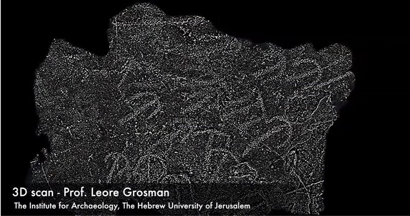 Escaneo 3D de los grabados del techo del gran dolmen de Shamir. Fuente: NG/ Autoridad de Antigüedades de Israel