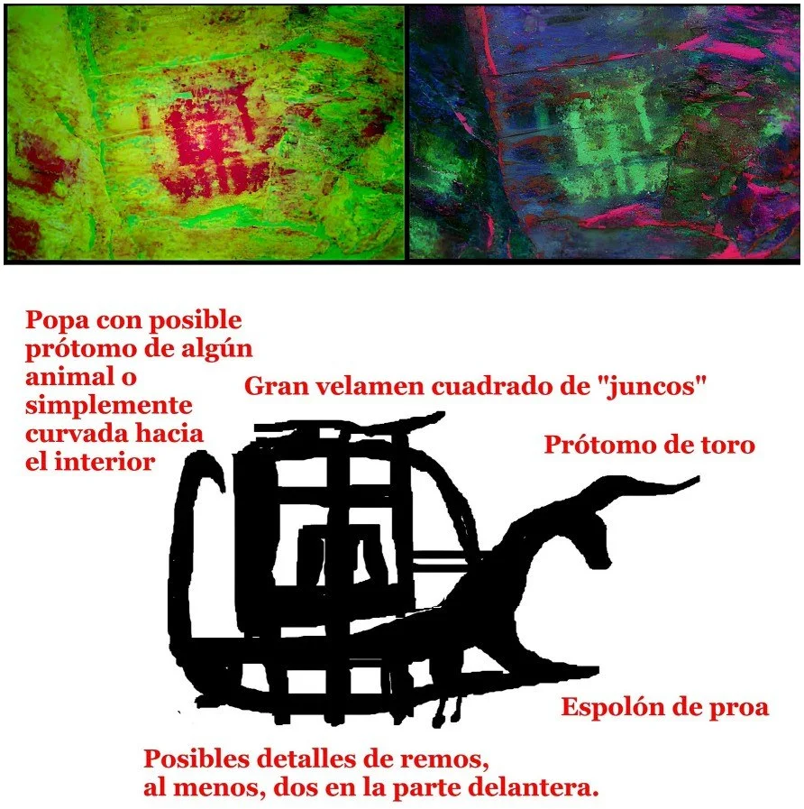 Reconstrucción del panel lateral con figura de barco con prótomo de toro - Georgeos Díaz-Montexano - SAIS