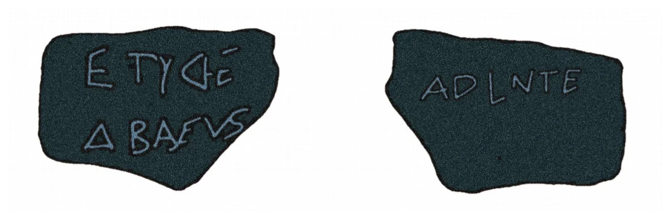 Placa catalogada como S3 (6,8 cm x 4,9 cm). Calco fidedigno del realizado por D. José García Romero, 1997 - Georgeos Díaz-Montexano