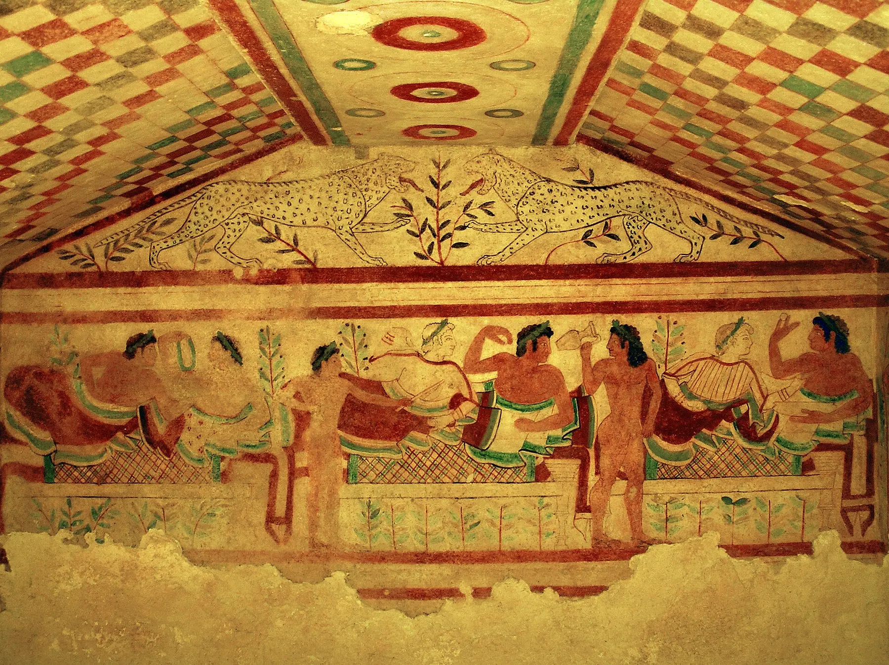 Pinturas de la Tumba de los Leopardos de Tarquinia
