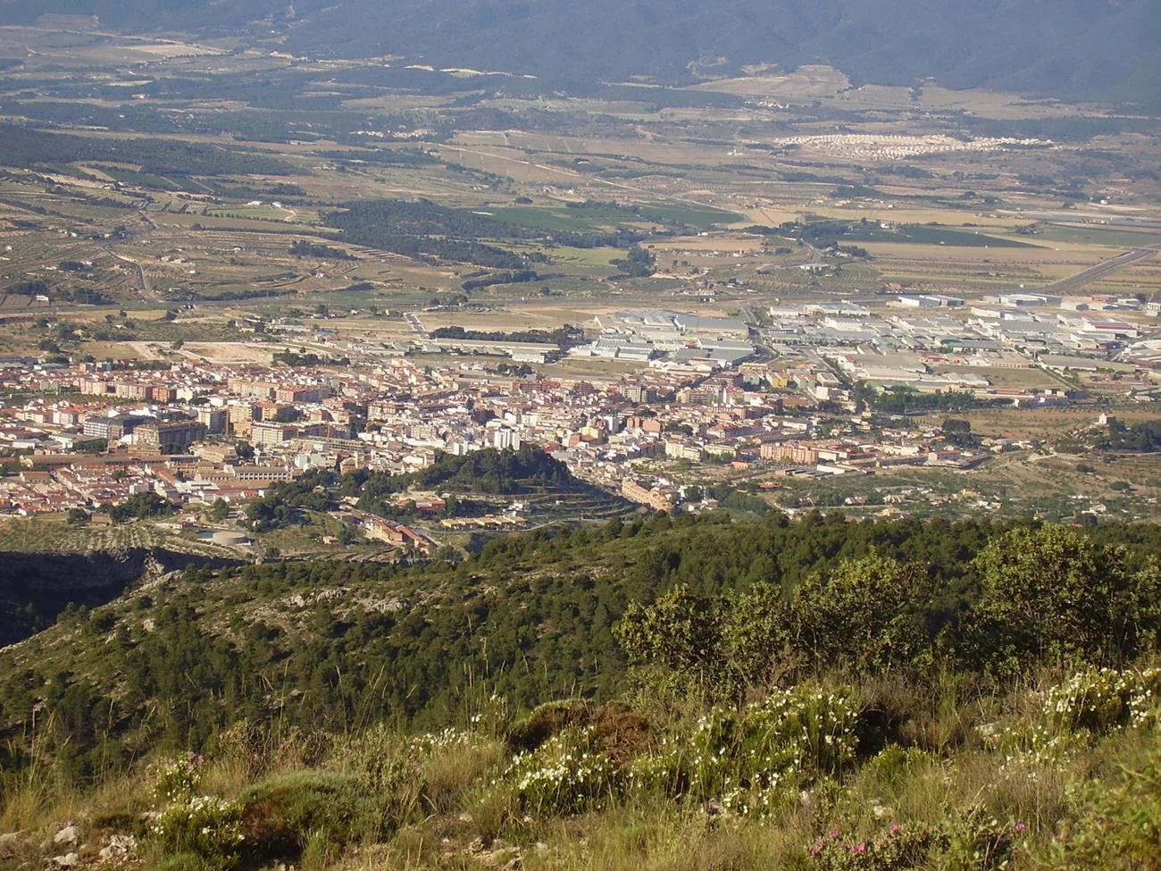 Vista de Ibi y sus campos desde el Teixereta
