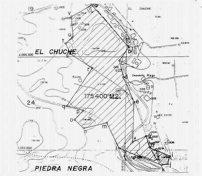 Plano de la Zona Arqueológica de El Chuche-Benahadux. Fuente: arqueolugares.blogspot.com