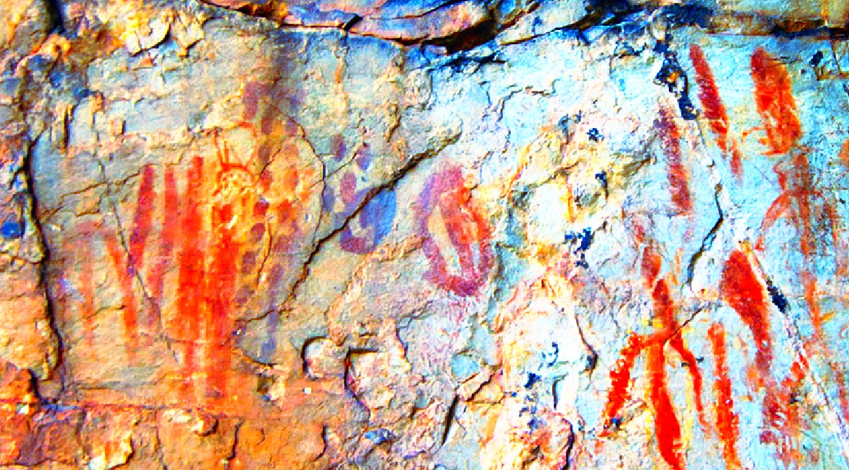 Signos ELA en pinturas rupestres de la cueva Navazuelas, Cáceres. Fuente: Georgeos Díaz-Montexano